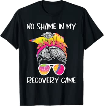 no shame in my recovery game - sobriety aa na anniversary t-shirt