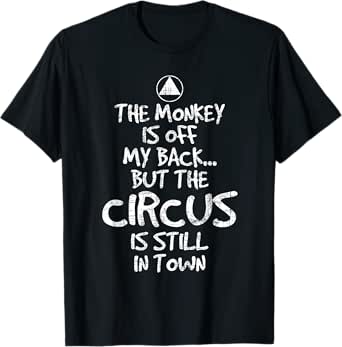 the monkey is off my back - sobriety anniversary sober aa na t-shirt